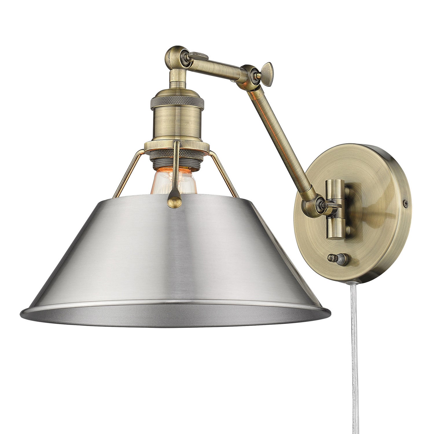 Golden - 3306-A1W AB-PW - One Light Wall Sconce - Orwell - Aged Brass