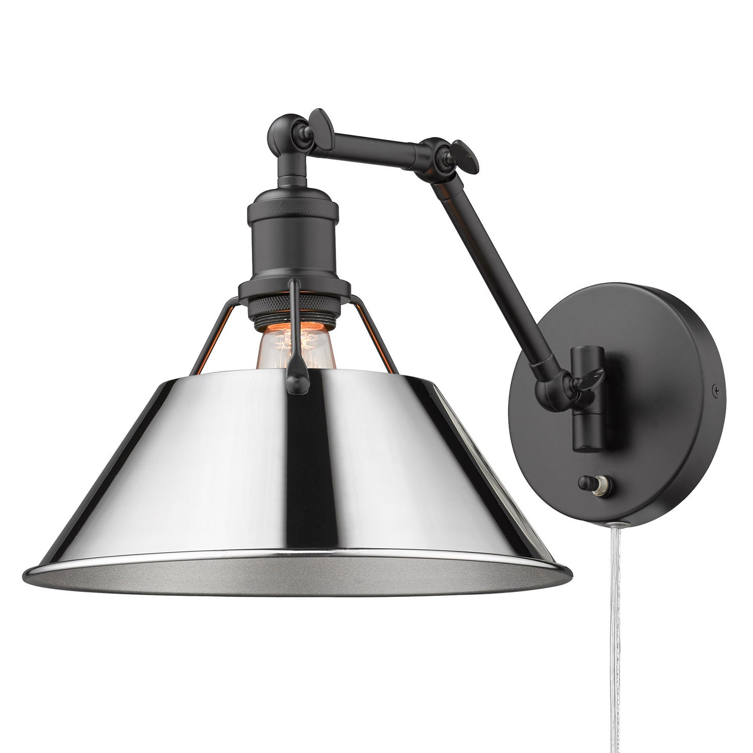 Golden - 3306-A1W BLK-CH - One Light Wall Sconce - Orwell - Matte Black