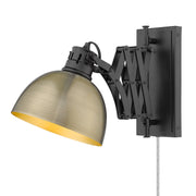 Golden - 3824-A1W BLK-AB - One Light Swing Arm - Hawthorn - Matte Black