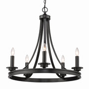 Golden - 3863-5 BLK - Five Light Chandelier - Saldano - Matte Black