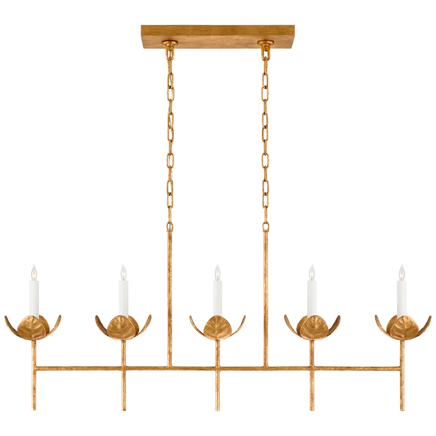 Visual Comfort Signature - JN 5630AGL - Five Light Linear Chandelier - Illana - Antique Gold Leaf