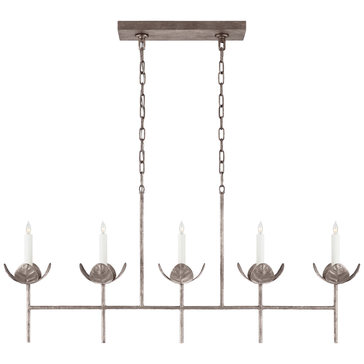 Visual Comfort Signature - JN 5630BSL - Five Light Linear Chandelier - Illana - Burnished Silver Leaf