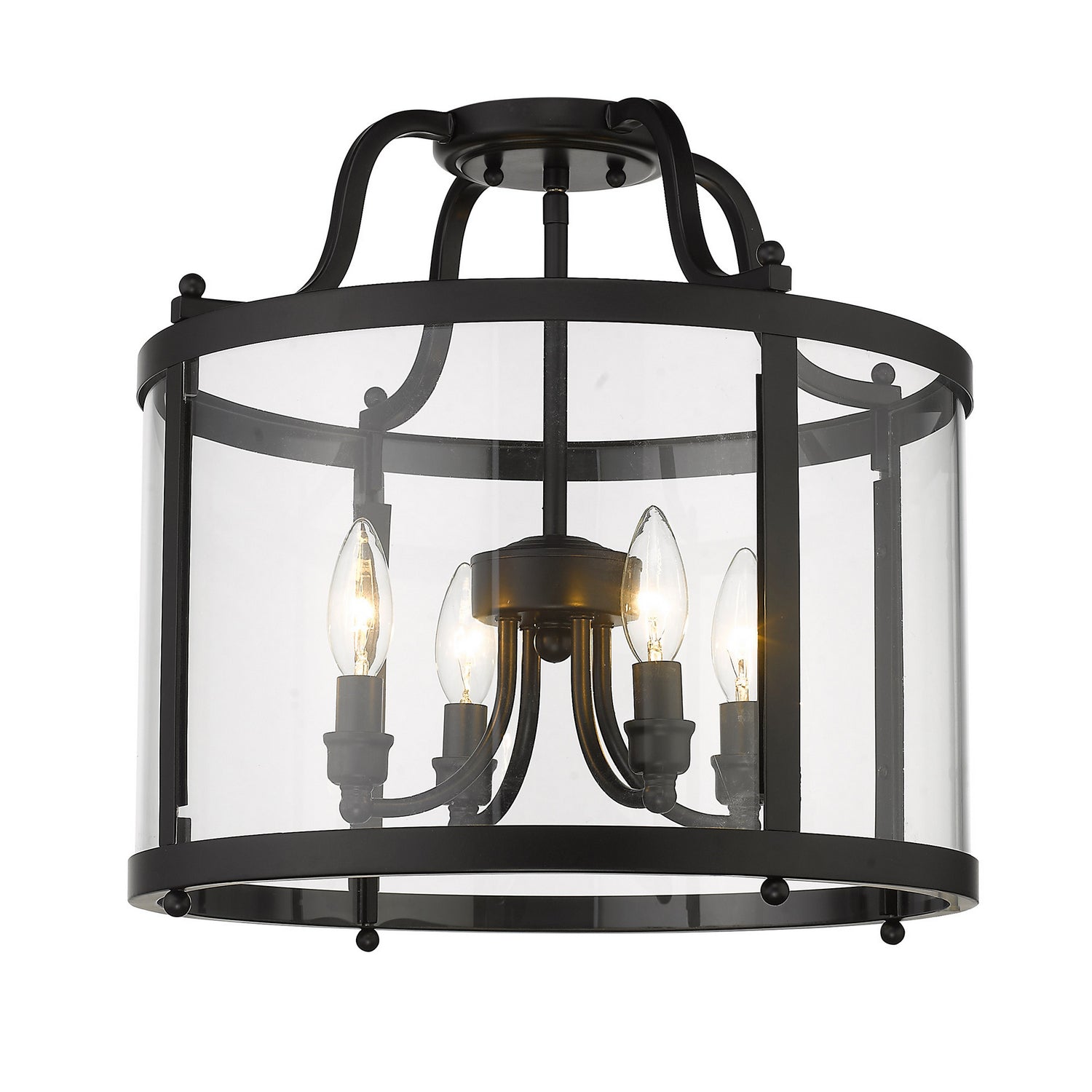 Golden - 1157-SF BLK - Four Light Semi-Flush Mount - Payton - Matte Black