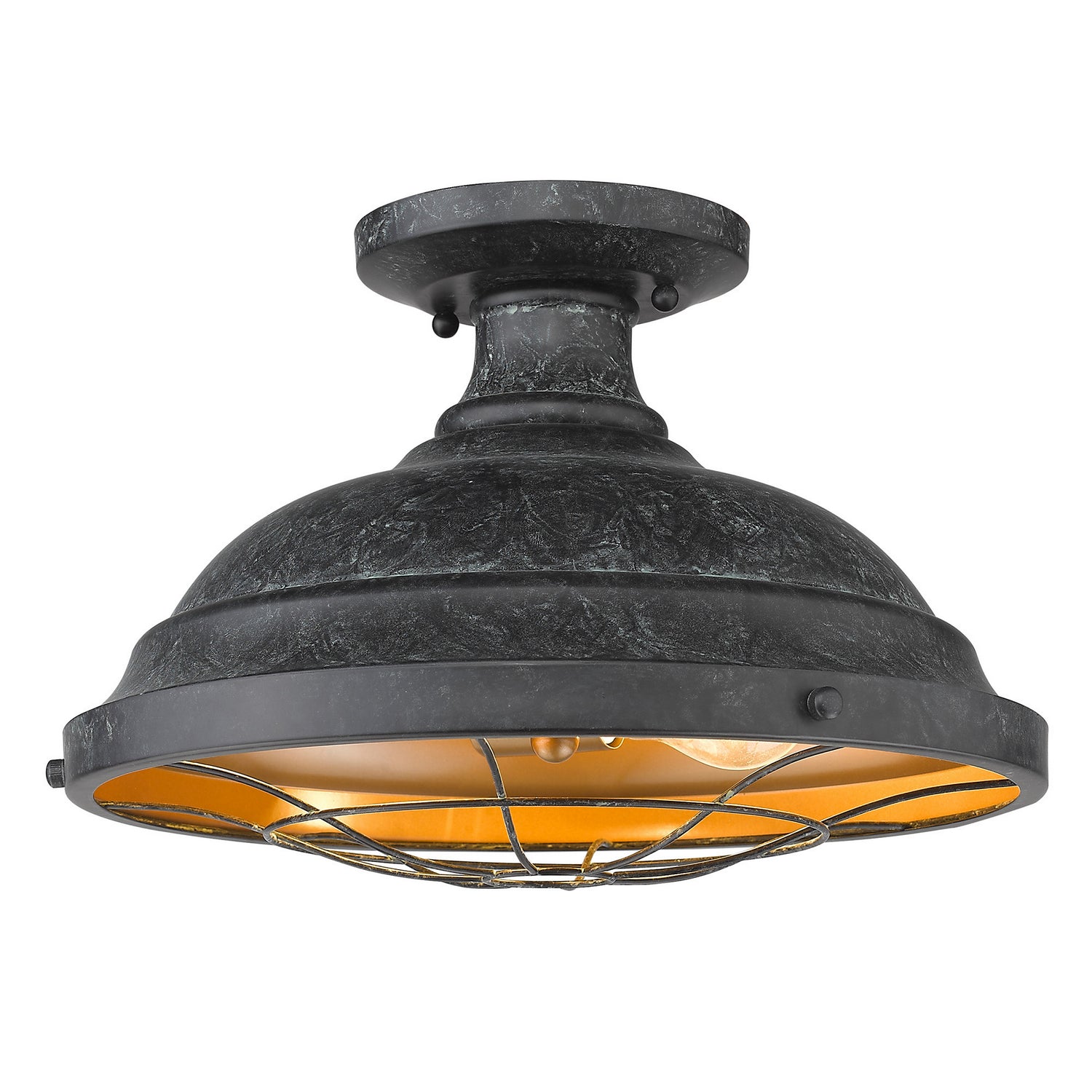 Golden - 7312-SF BP - Two Light Semi-Flush Mount - Bartlett - Black Patina
