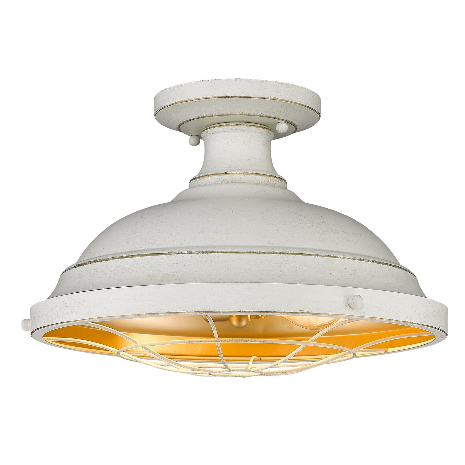 Golden - 7312-SF FW - Two Light Semi-Flush Mount - Bartlett - French White
