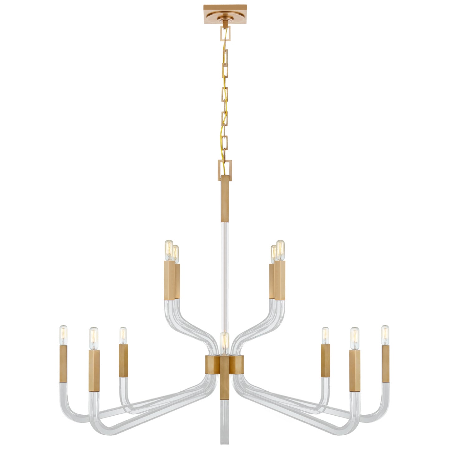 Visual Comfort Signature - CHC 5904AB/CG - 12 Light Chandelier - Reagan - Antique-Burnished Brass and Crystal