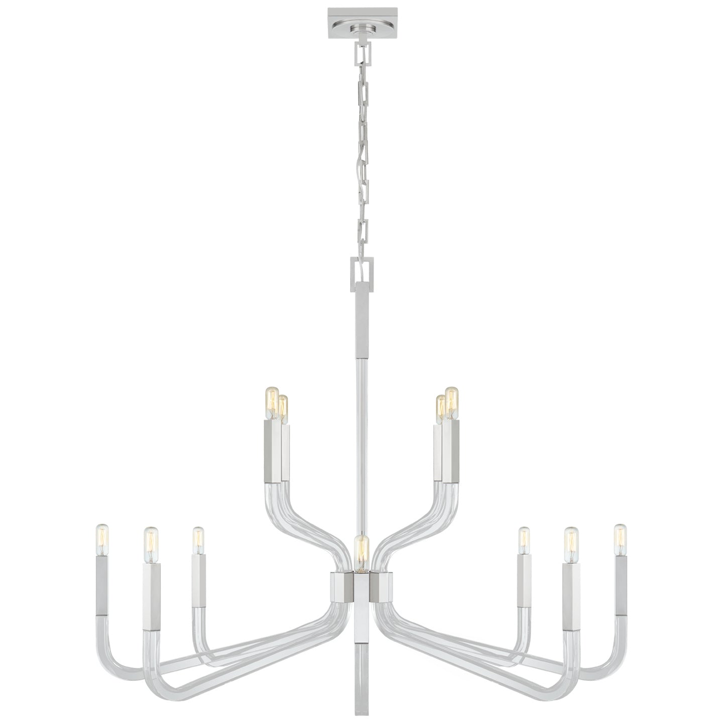 Visual Comfort Signature - CHC 5904PN/CG - 12 Light Chandelier - Reagan - Polished Nickel and Crystal
