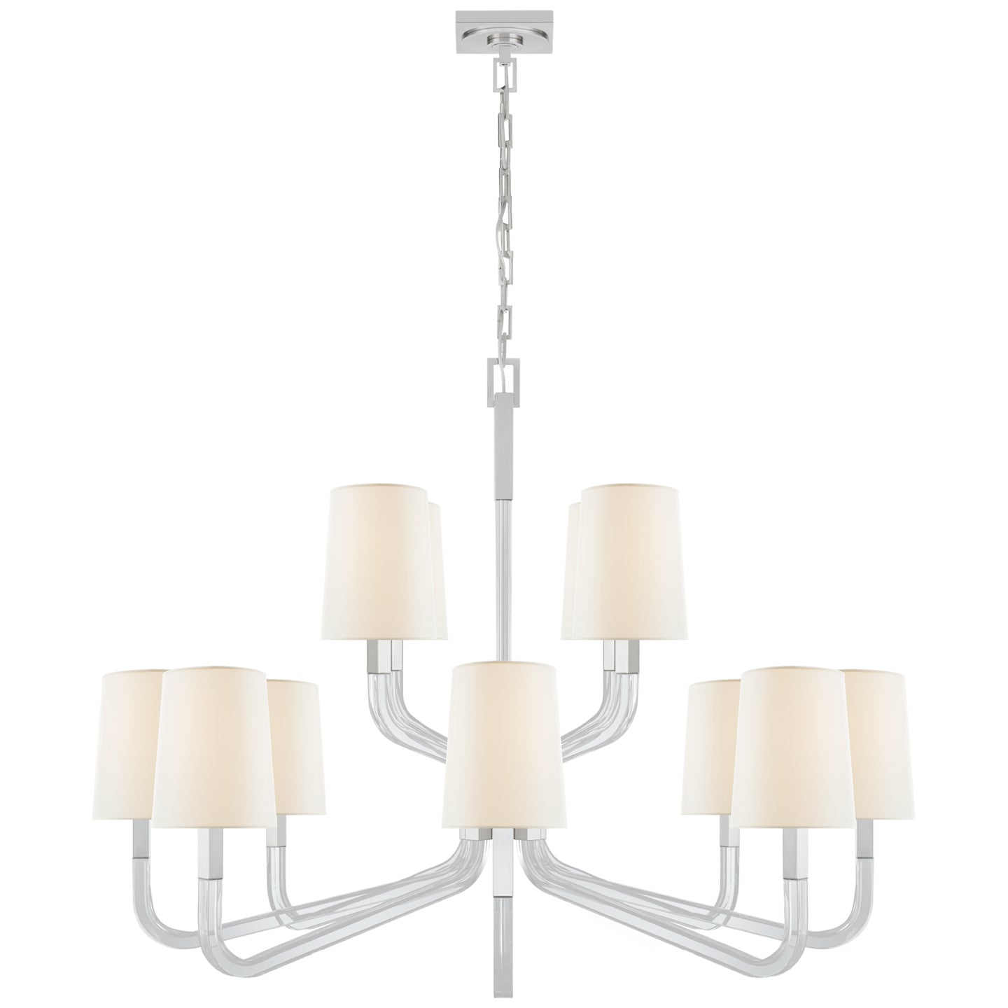 Visual Comfort Signature - CHC 5904PN/CG-L - 12 Light Chandelier - Reagan - Polished Nickel and Crystal