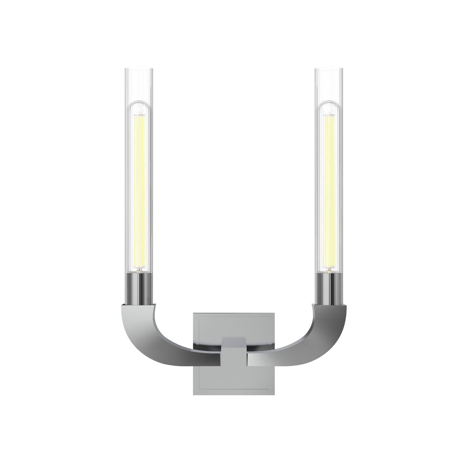 Alora - WV316002PNCR - Two Light Bathroom Fixture - Flute - Polished Nickel/Ribbed Glass