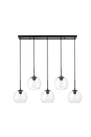 Elegant Lighting - LD2228BK - Five Light Pendant - BAXTER - Black and Clear