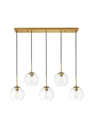 Elegant Lighting - LD2228BR - Five Light Pendant - BAXTER - Brass and Clear