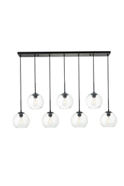 Elegant Lighting - LD2230BK - Seven Light Pendant - BAXTER - Black and Clear
