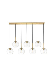 Elegant Lighting - LD2230BR - Seven Light Pendant - BAXTER - Brass and Clear