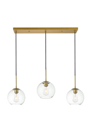 Elegant Lighting - LD2236BR - Three Light Pendant - BAXTER - Brass and Clear