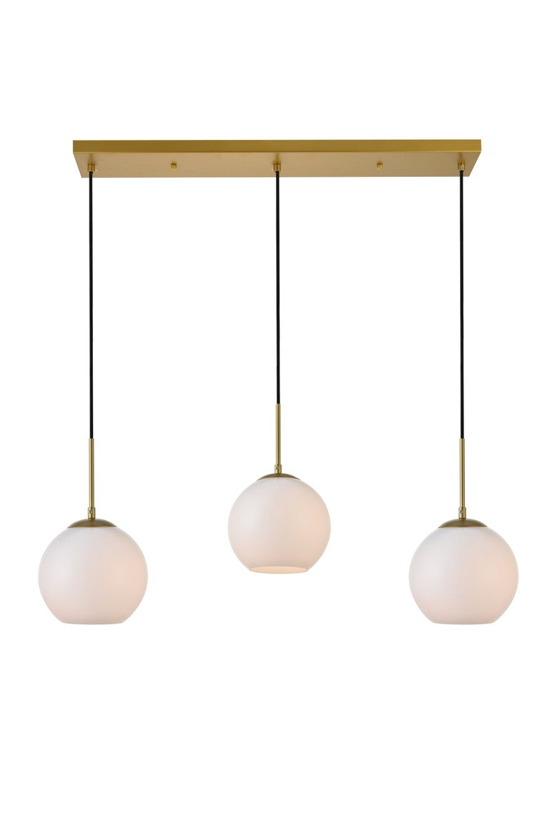 Elegant Lighting - LD2237BR - Three Light Pendant - BAXTER - Brass and frosted white