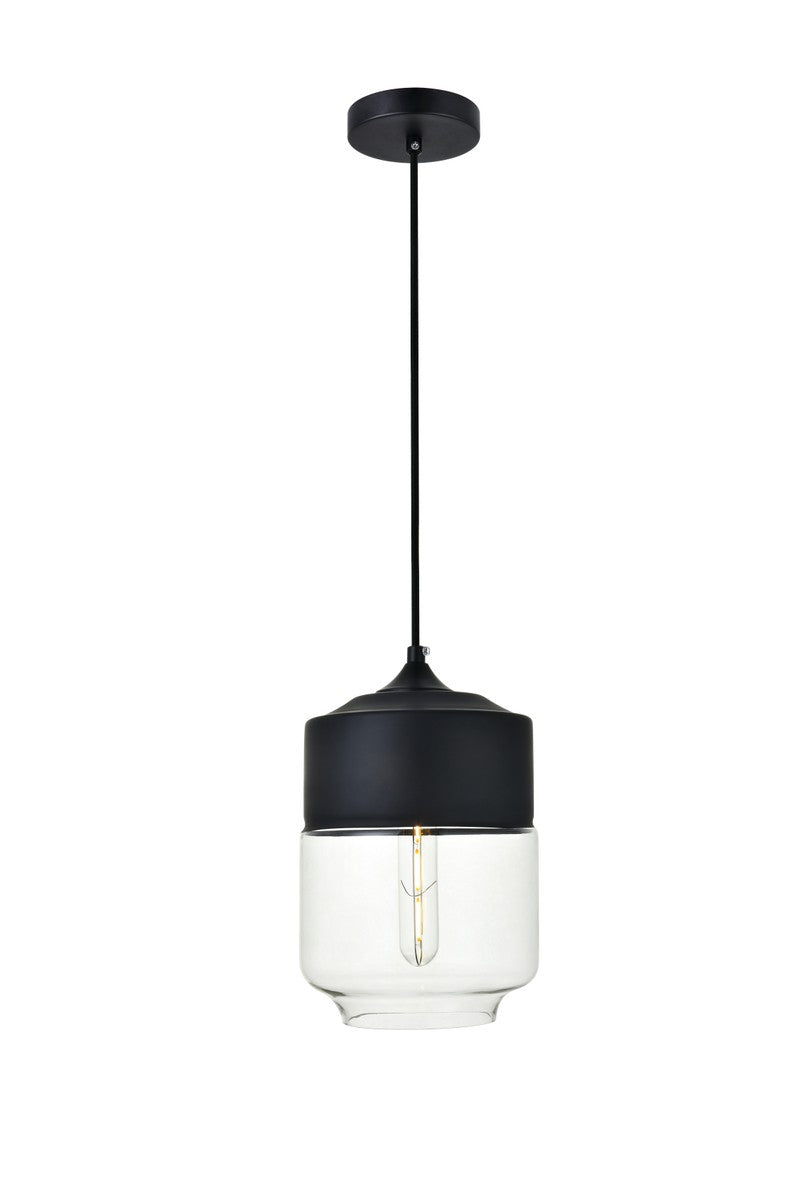 Elegant Lighting - LD2241BK - One Light Pendant - ASHWELL - Black and Clear