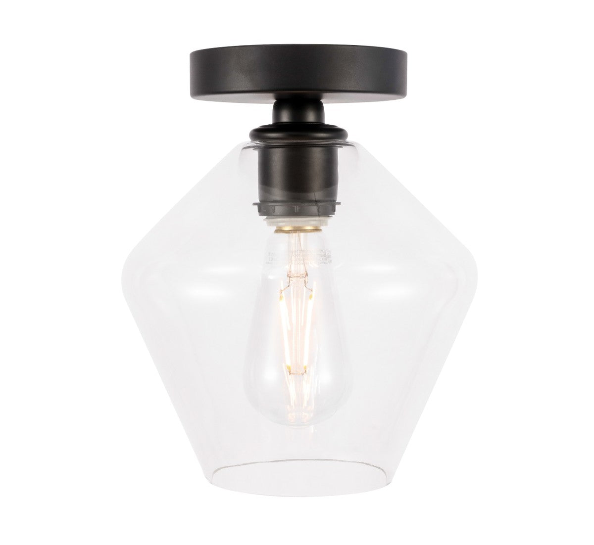 Elegant Lighting - LD2254BK - One Light Flush Mount - Gene - Black and Clear glass