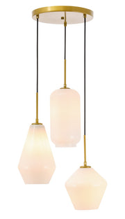 Elegant Lighting - LD2269BR - Three Light Pendant - Gene - Brass and Frosted white glass
