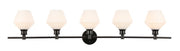 Elegant Lighting - LD2325BK - Five Light Wall Sconce - Gene - Black and Frosted white glass