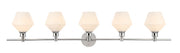 Elegant Lighting - LD2325C - Five Light Wall Sconce - Gene - Chrome and Frosted white glass