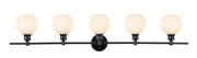 Elegant Lighting - LD2327BK - Five Light Wall Sconce - Collier - Black and Frosted white glass