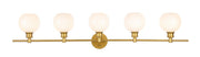 Elegant Lighting - LD2327BR - Five Light Wall Sconce - Collier - Brass and Frosted white glass