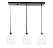 Elegant Lighting - LD5032D36BK - Three Light Pendant - Kason - Black and Clear glass