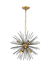 Elegant Lighting - LD5035D20BK - Eight Light Pendant - Timber - Brass and Black