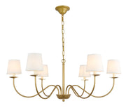 Elegant Lighting - LD6103D37BR - Six Light Chandelier - Eclipse - Brass and White shade