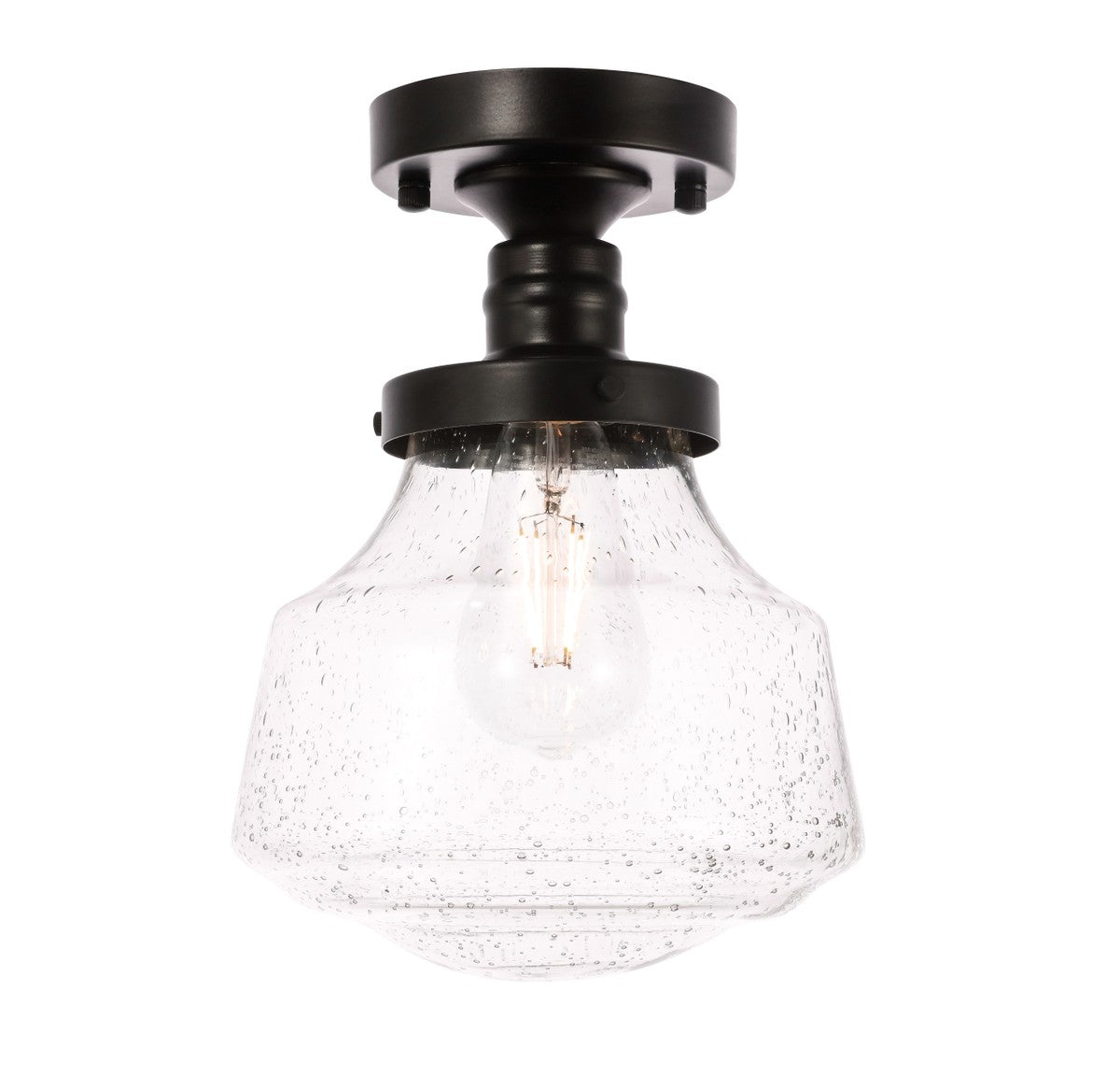 Elegant Lighting - LD6246BK - One Light Flush Mount - Lyle - Black and Clear seeded glass