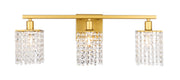 Elegant Lighting - LD7010BR - Three Light Wall Sconce - Phineas - Brass and Clear Crystals