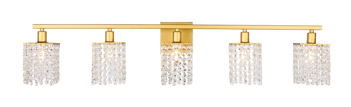 Elegant Lighting - LD7014BR - Five Light Wall Sconce - Phineas - Brass and Clear Crystals