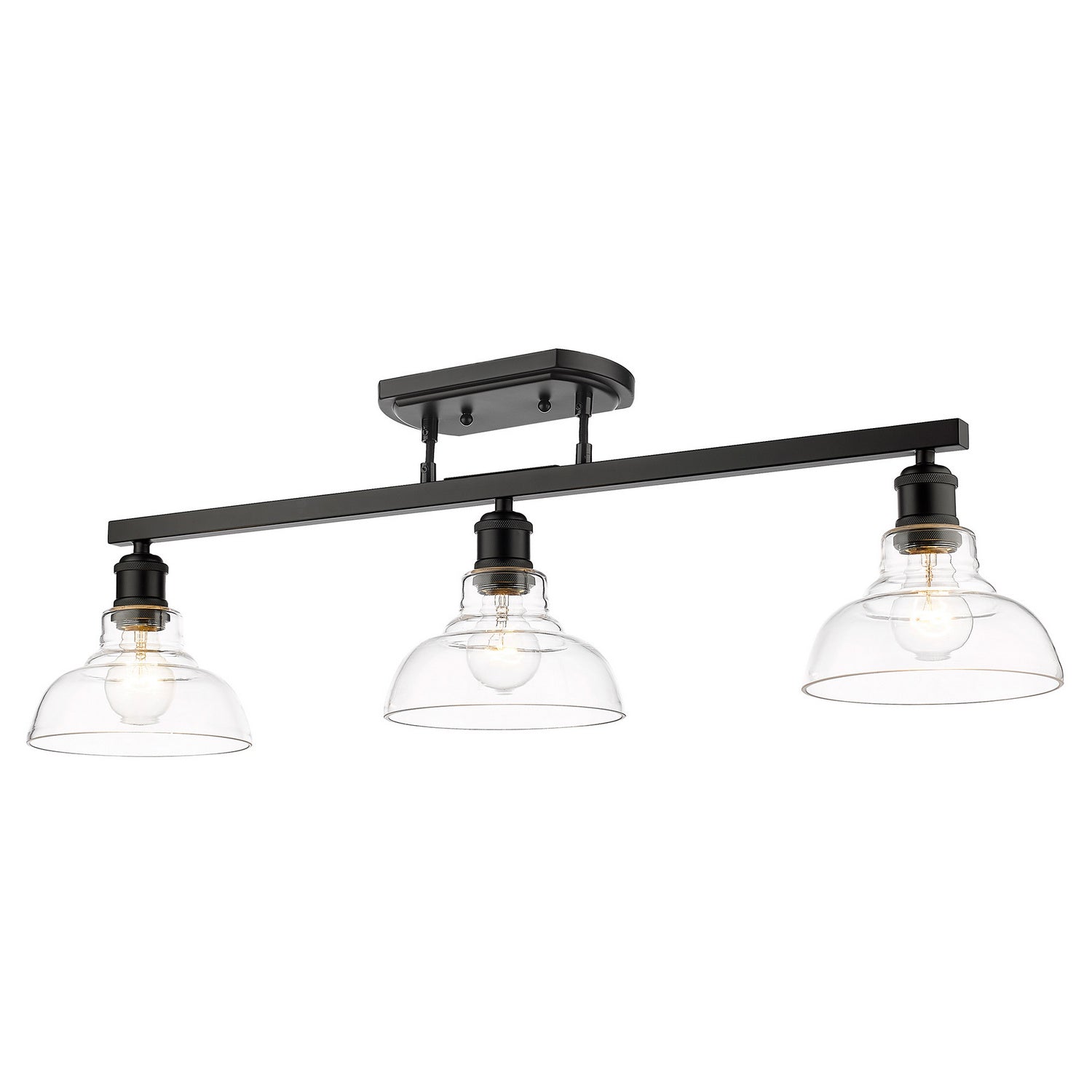 Golden - 0305-3SF BLK-CLR - Three Light Semi-Flush Mount - Carver - Matte Black