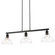 Golden - 0305-LP BLK-CLR - Three Light Linear Pendant - Carver - Matte Black
