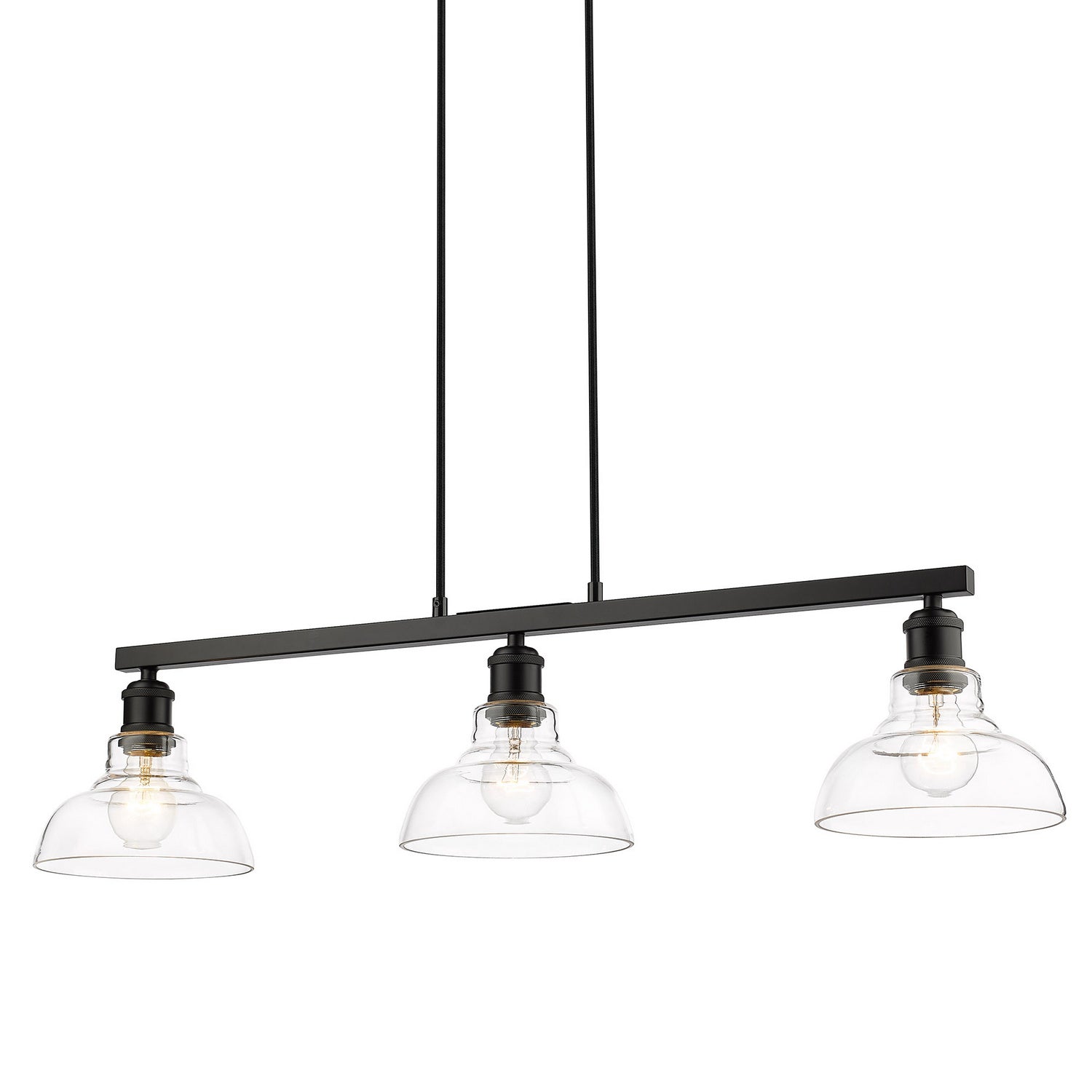 Golden - 0305-LP BLK-CLR - Three Light Linear Pendant - Carver - Matte Black