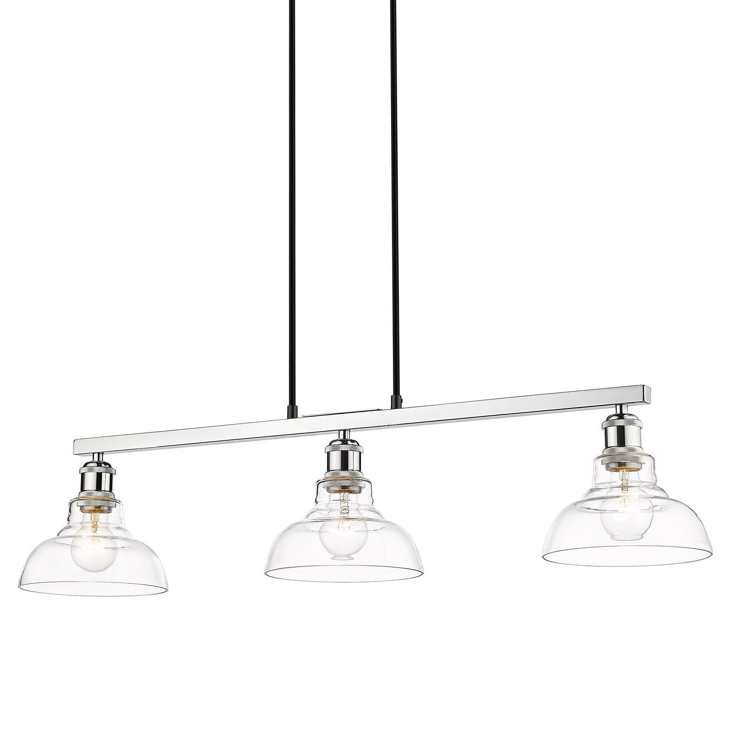 Golden - 0305-LP CH-CLR - Three Light Linear Pendant - Carver - Chrome