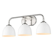 Golden - 6956-BA3 PW-WHT - Three Light Bath Vanity - Zoey - Pewter