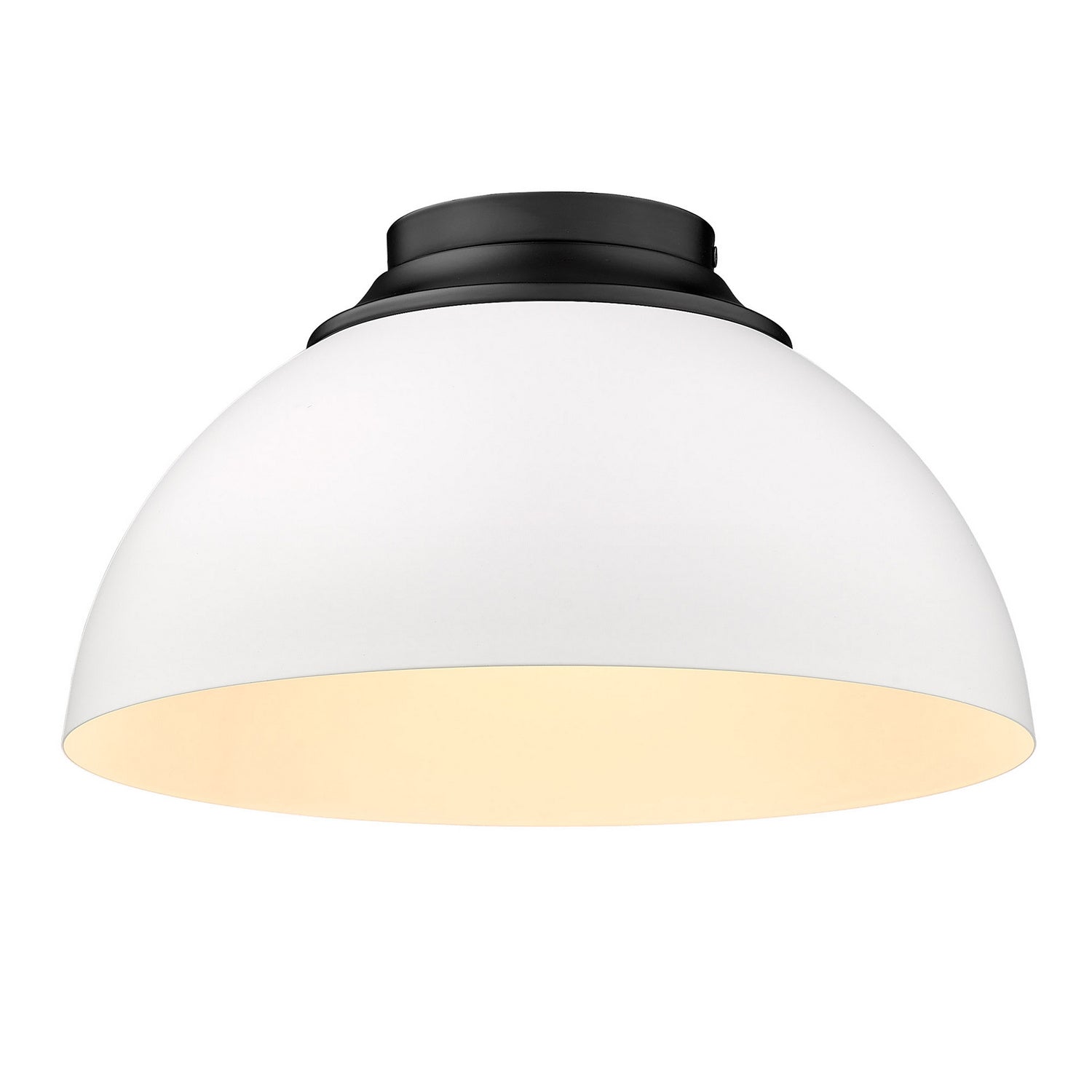 Golden - 6956-FM BLK-WHT - Three Light Flush Mount - Zoey - Matte Black