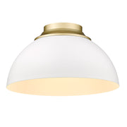 Golden - 6956-FM OG-WHT - Three Light Flush Mount - Zoey - Olympic Gold