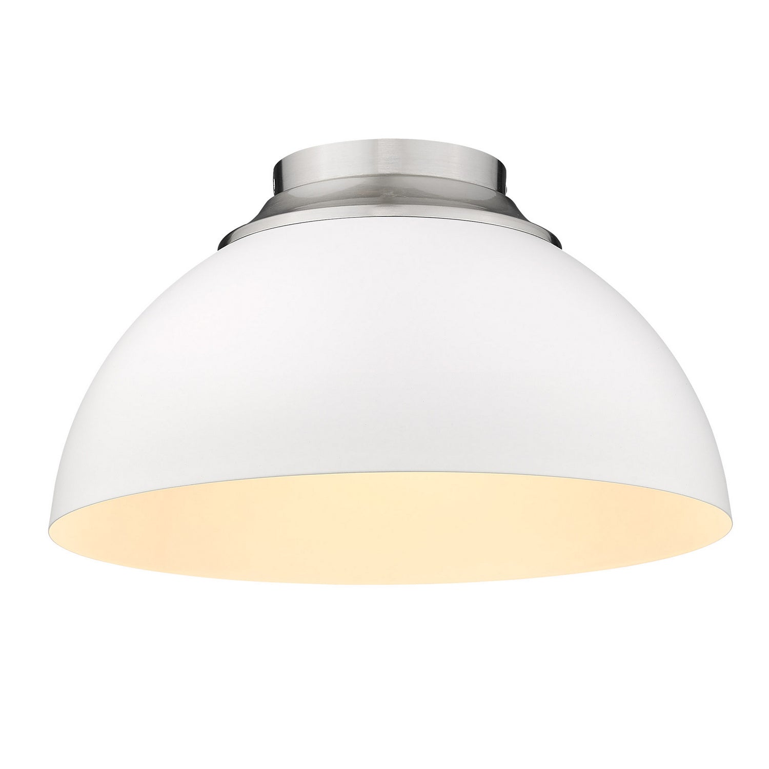 Golden - 6956-FM PW-WHT - Three Light Flush Mount - Zoey - Pewter