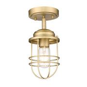 Golden - 9808-SF BCB - One Light Semi-Flush Mount - Seaport - Brushed Champagne Brass
