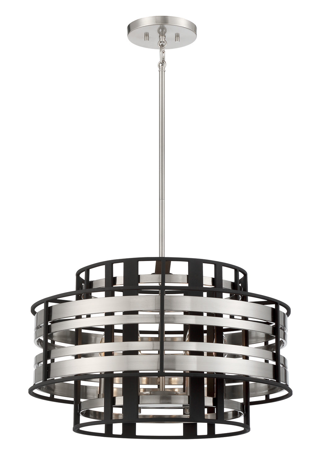 Metropolitan - N7986-420 - Six Light Pendant - Presten - Brushed Nickle With Sand Coal