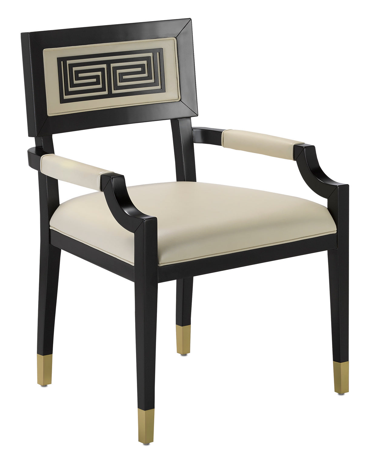 Currey and Company - 7000-0322 - Chair - Caviar Black/Brushed Brass/Milk