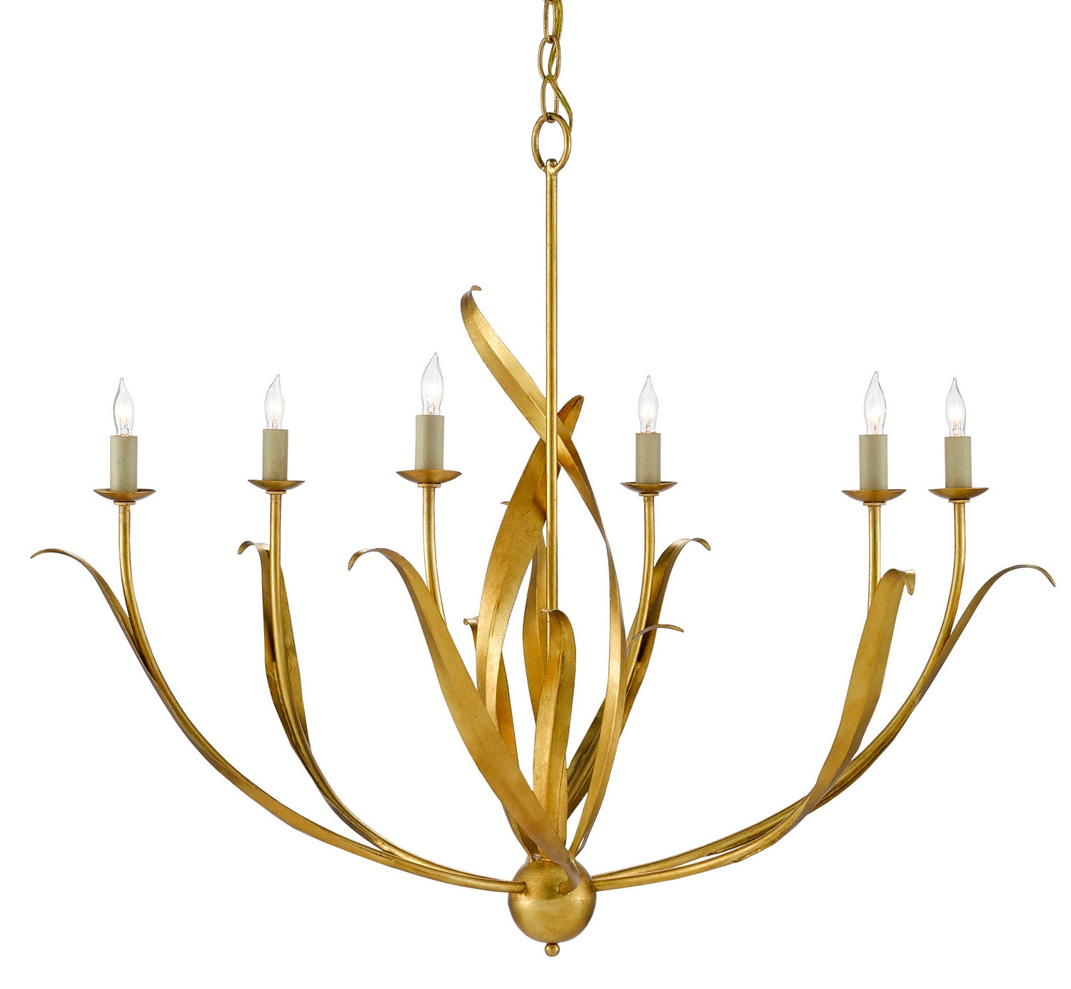 Currey and Company - 9000-0444 - Six Light Chandelier - Antique Gold Leaf