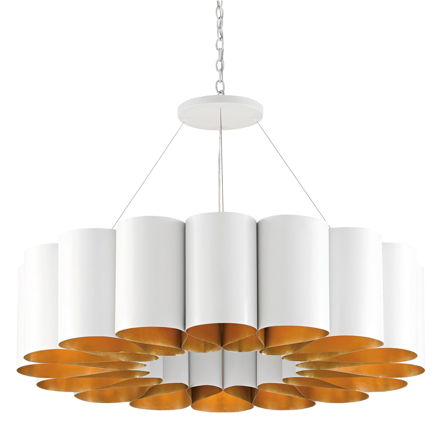 Currey and Company - 9000-0513 - 16 Light Chandelier - Pearl White/Contemporary Gold Leaf