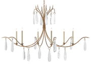 Currey and Company - 9000-0545 - Six Light Chandelier - Rustic Gold/Faux Rock Crystal