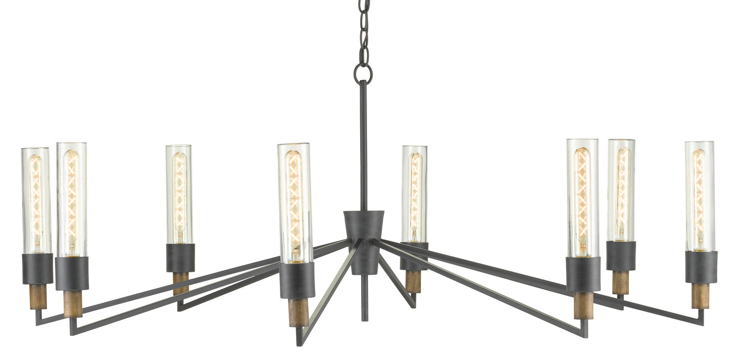 Currey and Company - 9000-0607 - Eight Light Chandelier - Antique Black/Reclaimed Wood