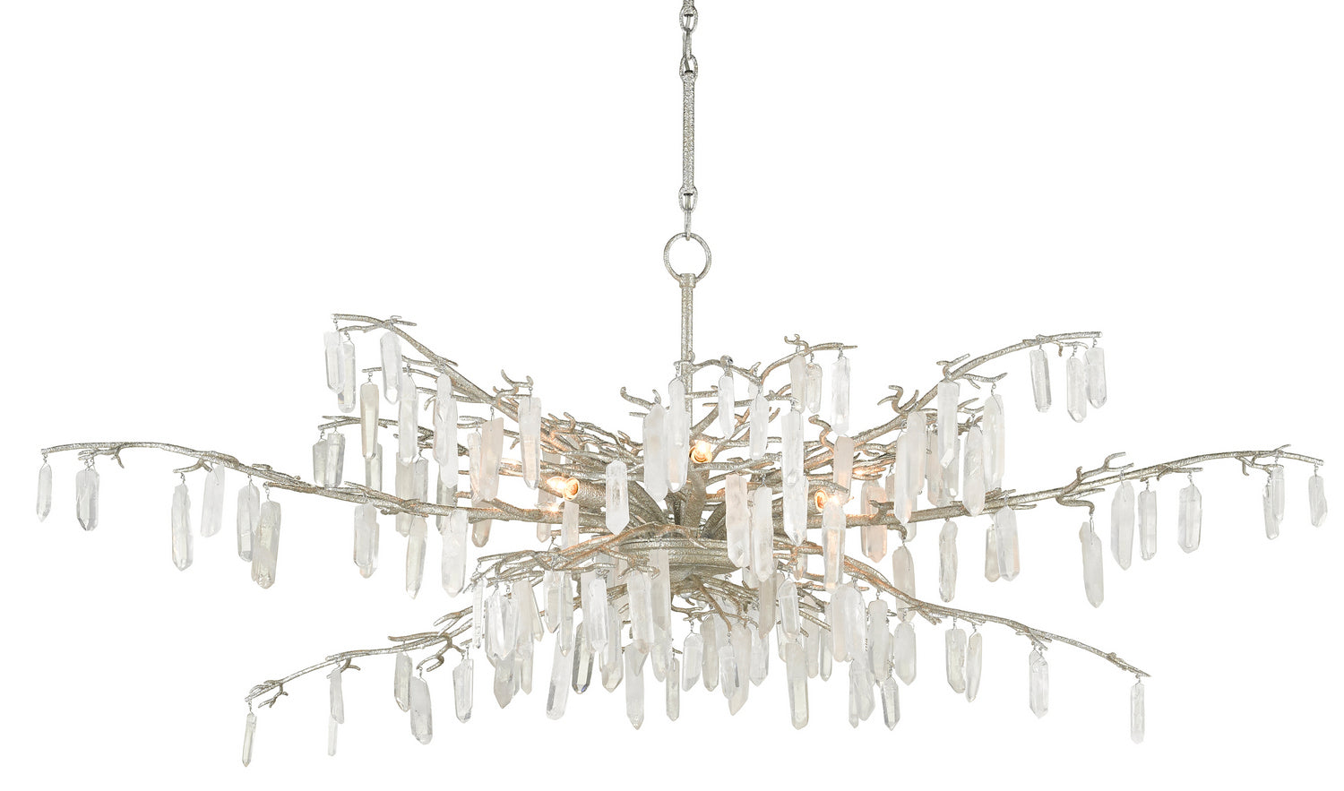 Currey and Company - 9000-0608 - Eight Light Chandelier - Textured Silver/Natural