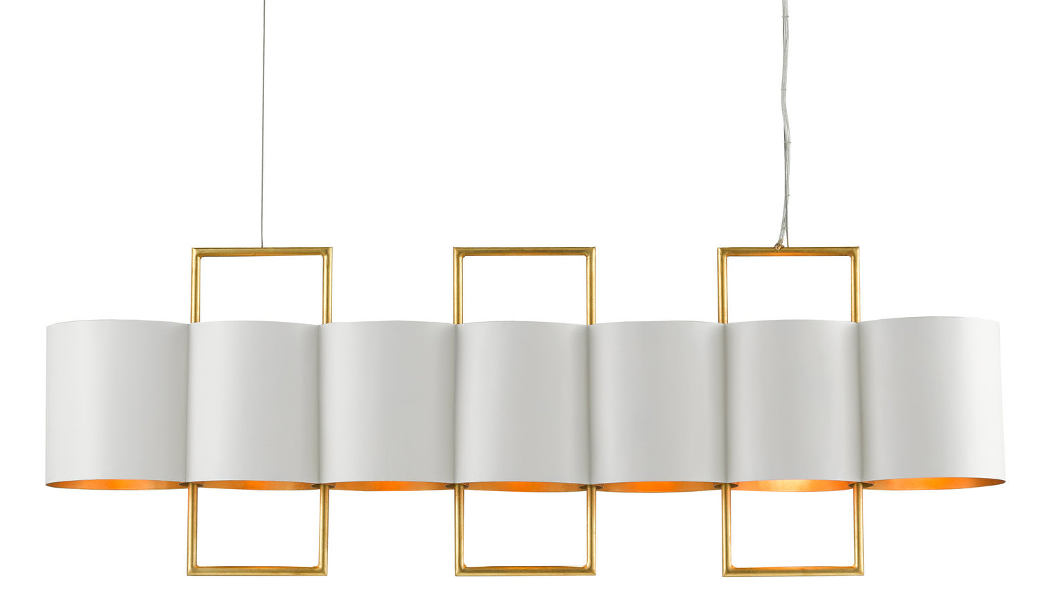 Currey and Company - 9000-0633 - Seven Light Chandelier - Painted Gesso White/Contemporary Gold Leaf