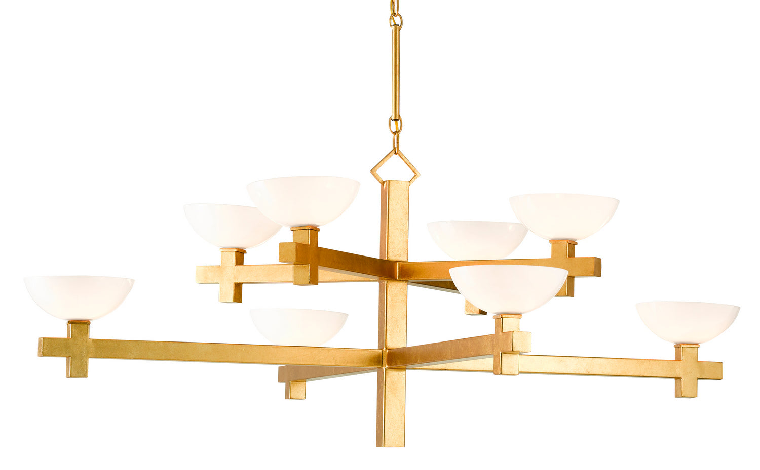 Currey and Company - 9000-0642 - Eight Light Chandelier - Contemporary Gold Leaf/White